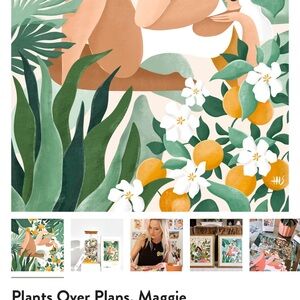 Jaggy Puzzle - Green and Orange Botanical Design